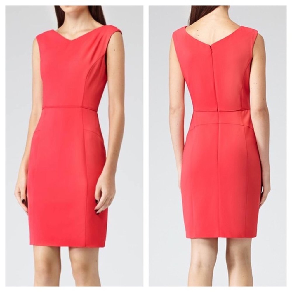 Reiss Fold front orange Sleeveless Pencil Dress